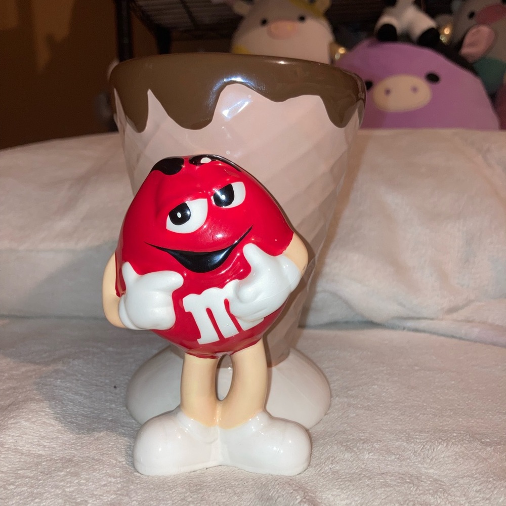 2004 Galerie M&M's Ice Cream Cone Sunday Red Ceramic Cup Bowl